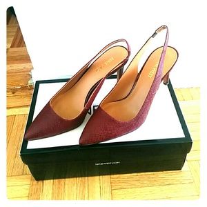 Nine West Burgundy Peeptoe Heels