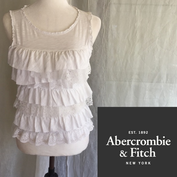 Abercrombie & Fitch Tops - Abercrombie & Fitch White Ruffled Tee Top