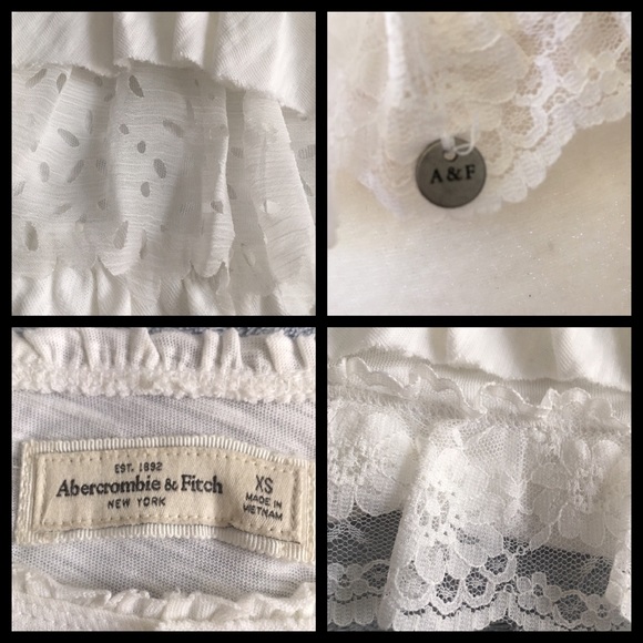 Abercrombie & Fitch White Ruffled Tee Top - Picture 3 of 4