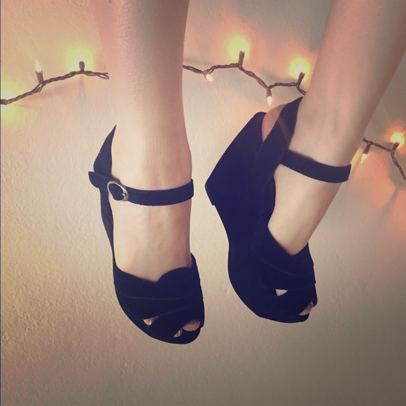 Suede platform wedges