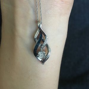 Diamond and Sapphire Pendant Necklace