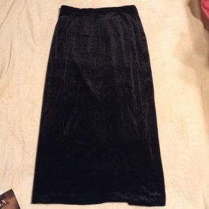 Black velvet maxi skirt with slit