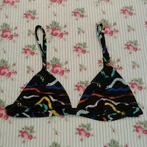 American Apparel Black Bikini Top Squiggle Design