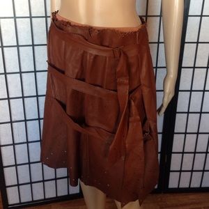 Jean Paul Gartier Leather Skirt w Belt Detailing