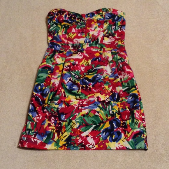 H&M Strapless floral mini dress