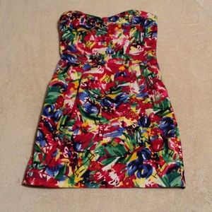 H&M Strapless floral mini dress