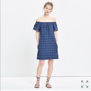 Madewell Plaid off the shoulder dress