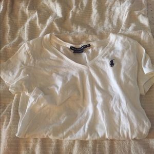 White, Ralph Lauren V-Neck top, size XS.