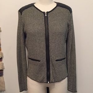 Knit Jacket with leather trim