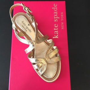 Gently used auth Kate Spade Metallic sandals 5.5