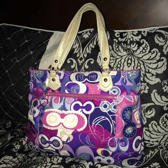 HTF Coach Poppy C Graffiti Glam tote