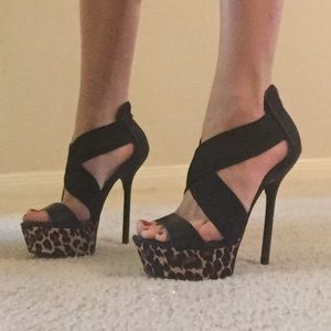 SALE!! Bebe Leopard Strappy Heels