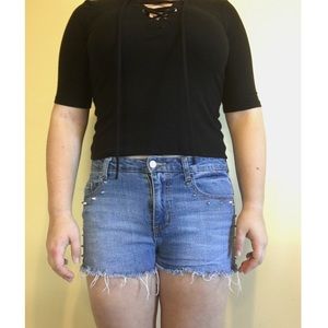 Studded Denim Shorts