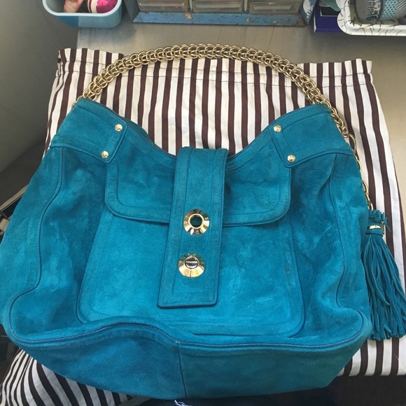 Stunning Henri Bendel Teal Suede Purse!
