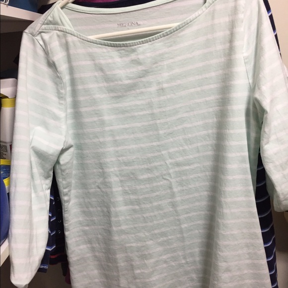 2 shirts. One is Navy & One  is Mint Green - Picture 3 of 5