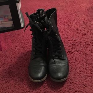 Black combat boots