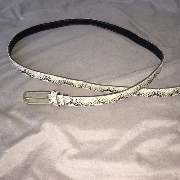 Faux snake skinny belt