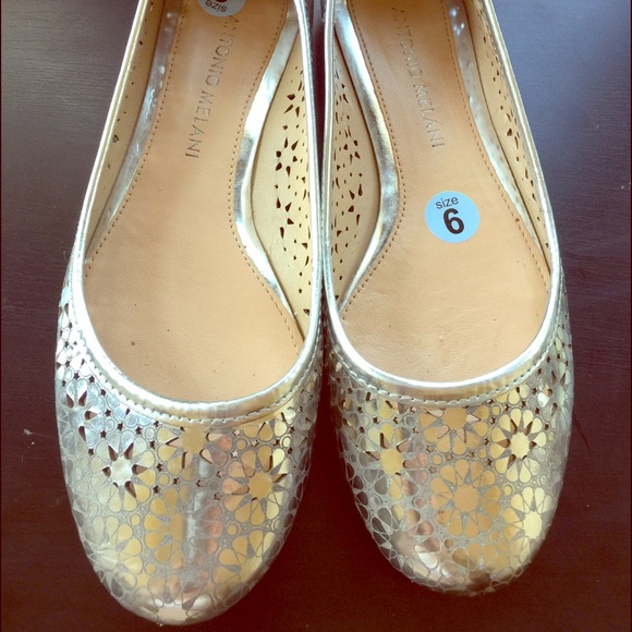 Antonio melani silver ballet flats, size 6