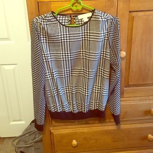 Michael Kors houndstooth long sleeve blouse