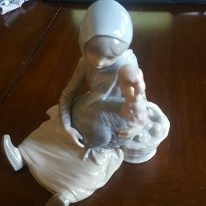 Lladro porcelain young girl with turkey & basket.