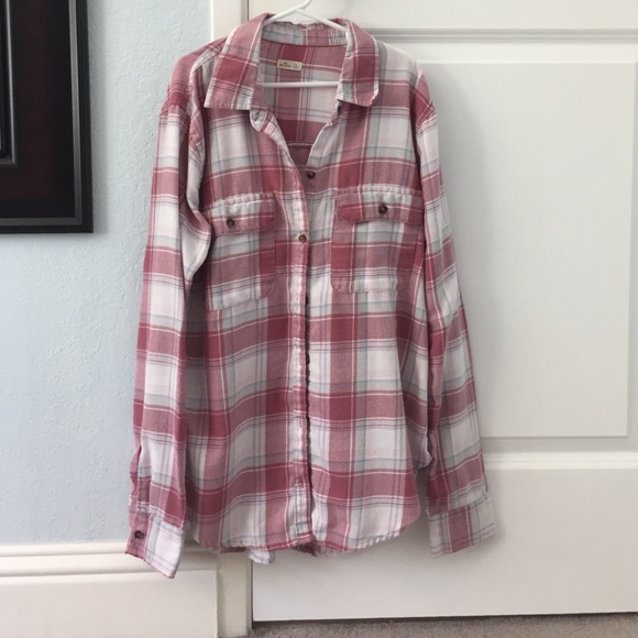Hollister red plaid flannel shirt
