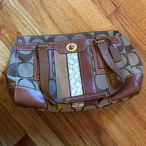 Coach Logo Leather & Canvas Bag