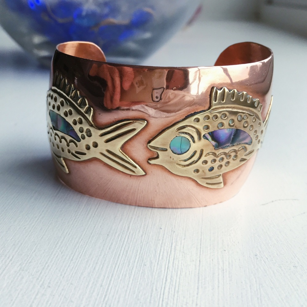 ONE LEFT Vintage Copper Fish Cuff
