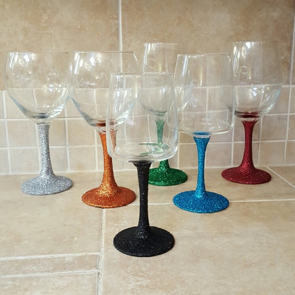 Handmade Glittered Wine Glasses
