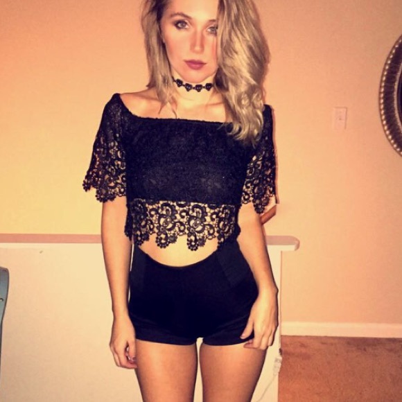 Black lace crop top from local boutique