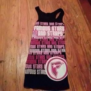 Famous Stars and Straps pink and black tank
