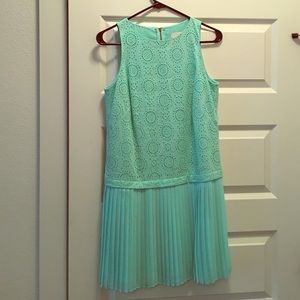 Ann Taylor LOFT Mint Blue Pleated Shift Dress sz 0