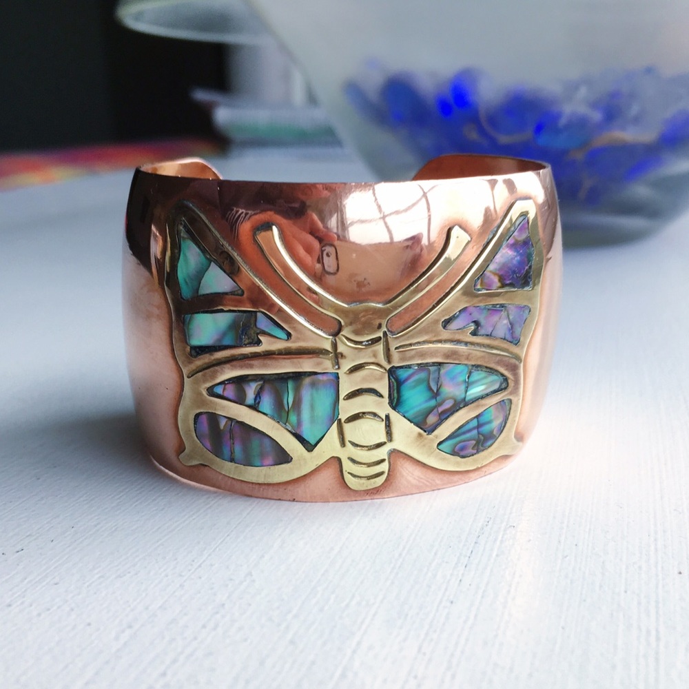 ONE LEFT! Vintage Copper Butterfly Cuff