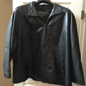 Mens black leather jacket