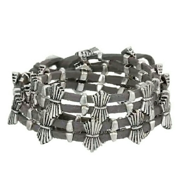 Lucky Brand silver leather wrap bracelet