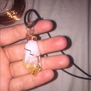 genuine citrine wire wrapped Quartz necklace