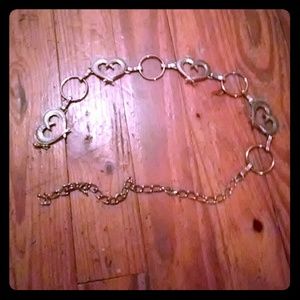 Silver heart chain belt