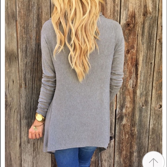 Gray asymmetrical cape jacked coat poncho fringe - Picture 3 of 5