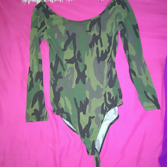 Army Green One Piece long sleeve Top