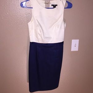 Cream and navy dress