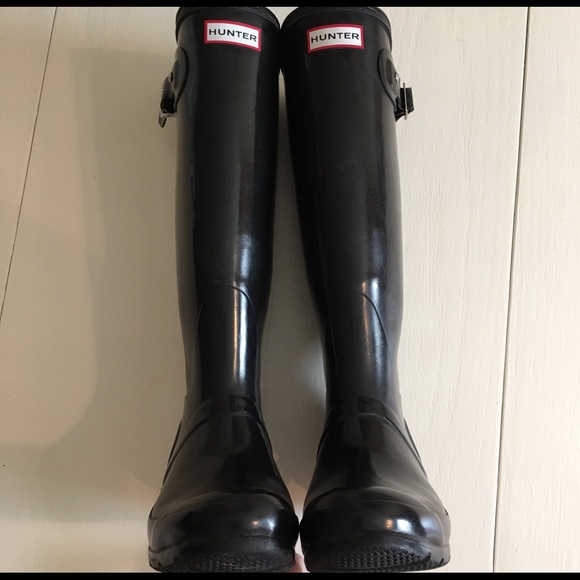 Tall Hunter Black Gloss Boots
