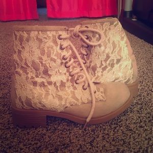Floral Lace Combat Boot