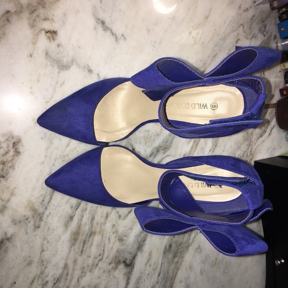 Keep a Bow Profile Royal Blue Suede Heels