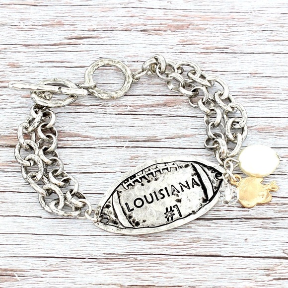 'LOUISIANA #1' FOOTBALL CHARM BRACELET - Picture 1 of 1