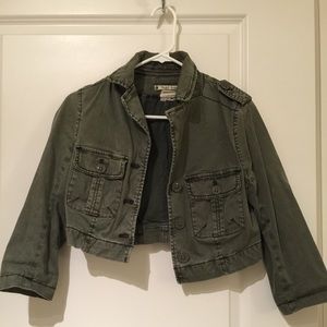 Anthropologie army green cropped jacket