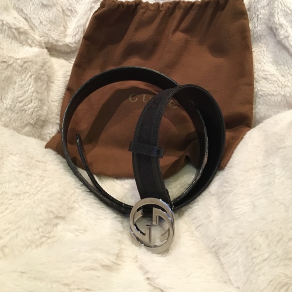Gucci women's all black belt size 38