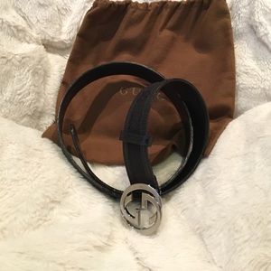 Gucci women's all black belt size 38