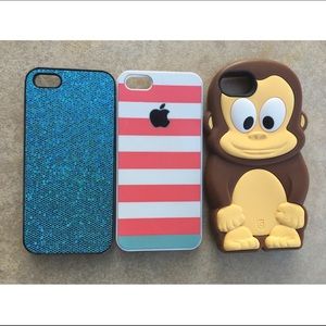 Sparkly, Striped, and Monkey iPhone 5/5s cases