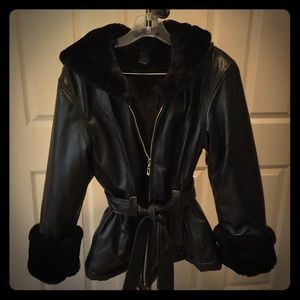 Wilson's hooded faux-fur lined leather jacket
