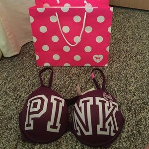 PINK 34C Maroon Push Up Bra
