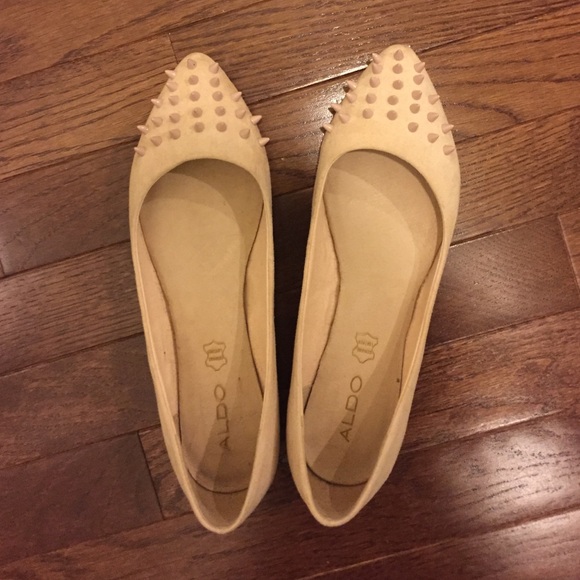 Studded leather flats